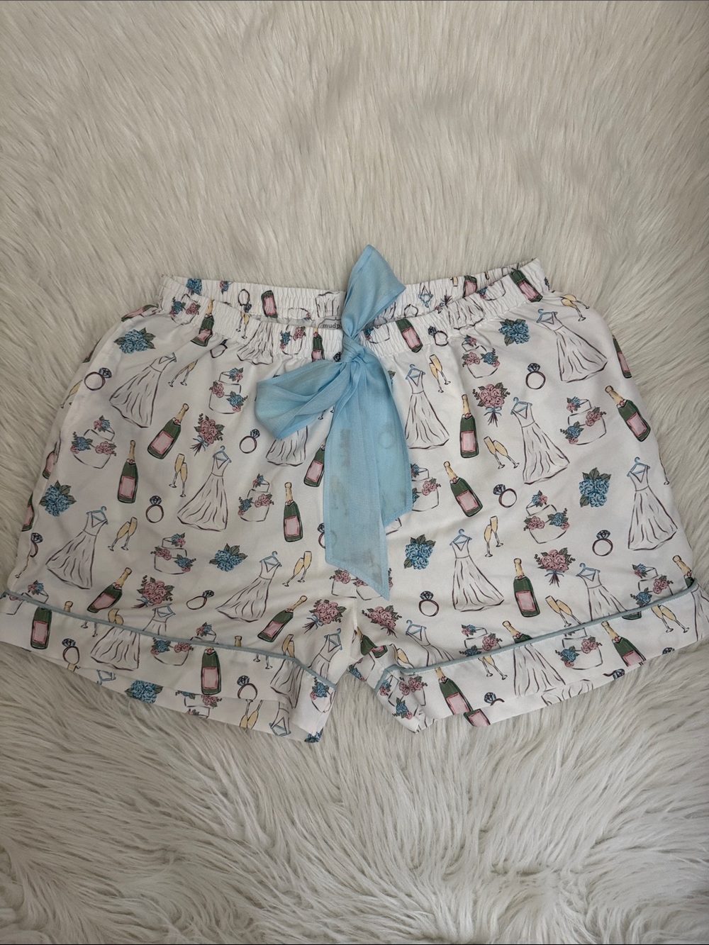 Mud Pie White Bride Floral Pajama Sleepwear Shorts Size M - Picture 3 of 14